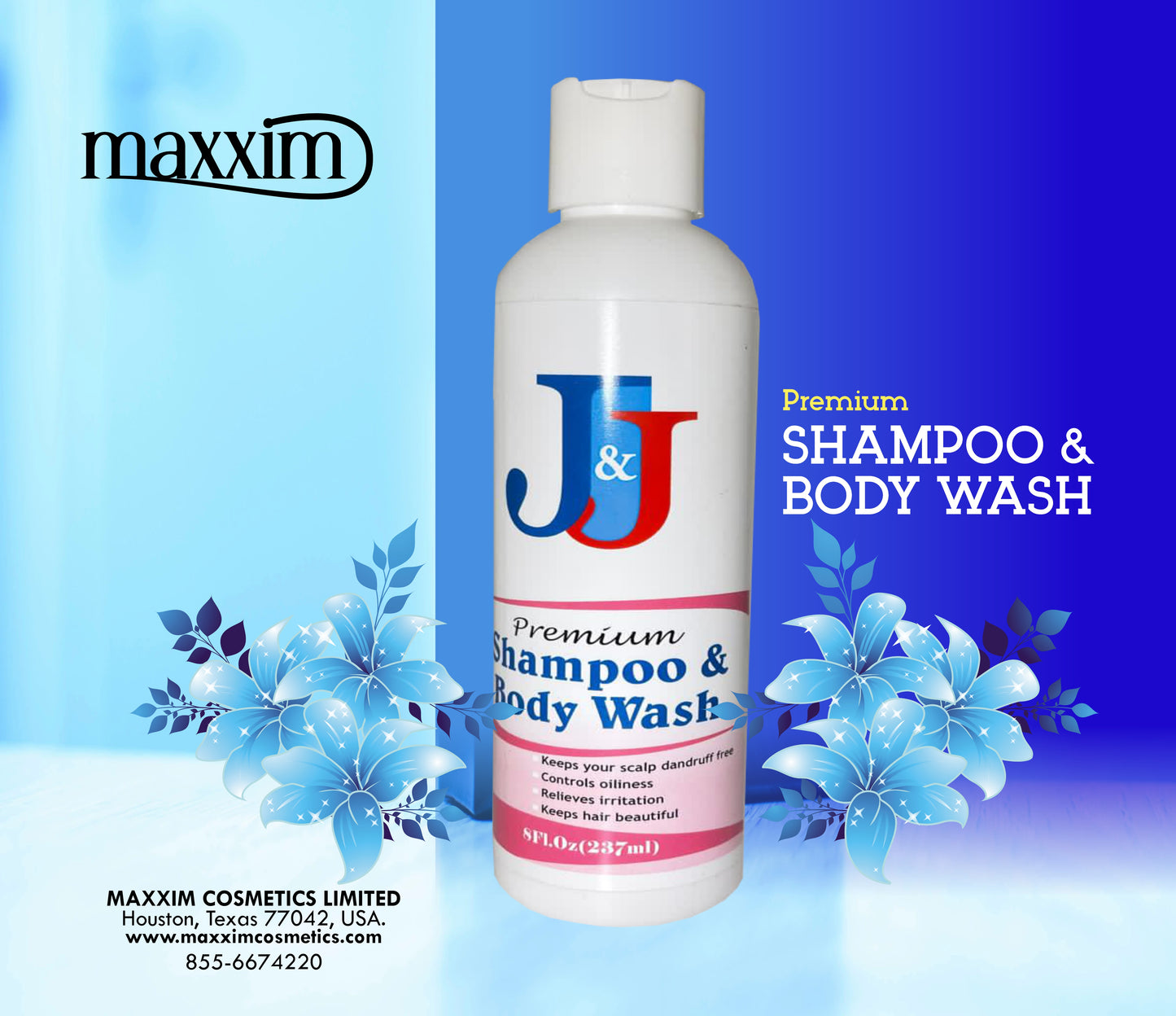 J&J Premium Shampoo & Body Wash 8 Fl.Oz(237ml)